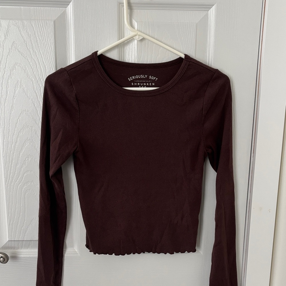 Aeropostale Women's Dark Brown Long Sleeve Top